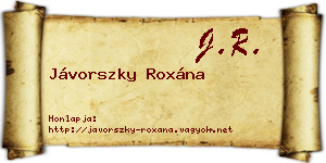 Jávorszky Roxána névjegykártya